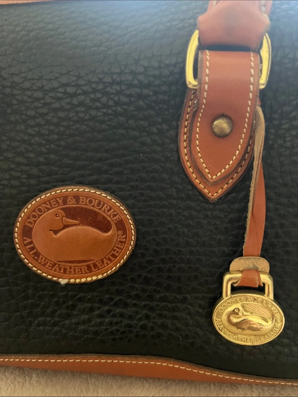 Vintage Dooney & Bourke Black and Brown Leather Satchel